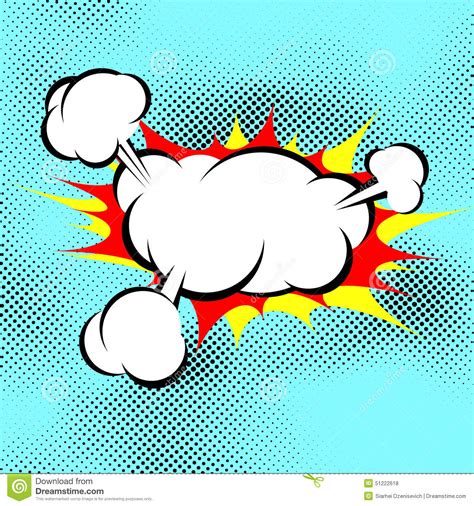 Pop Art Explosion Boom Cloud Comic Book Background Stock Vector
