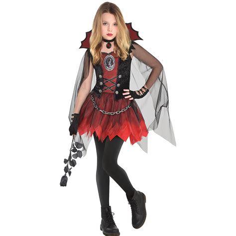 Suit Yourself Dark Vampire Costume For Girls Size Medium 8 10 Includes Dress Cape And