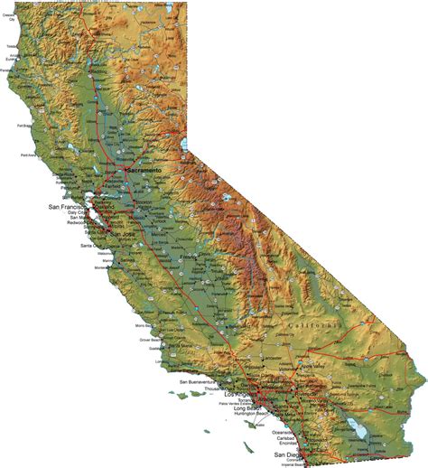 Detailed Map California California Map Print 15495529 Framed Photos