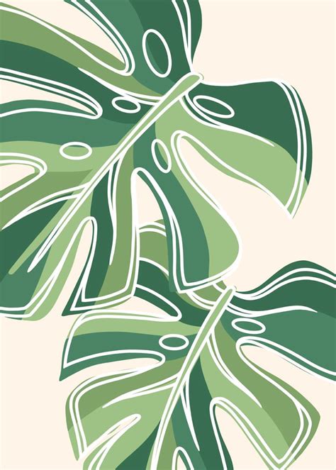 Green Monstera Leaves By Karsne Redbubble Abstract Wallpaper Design