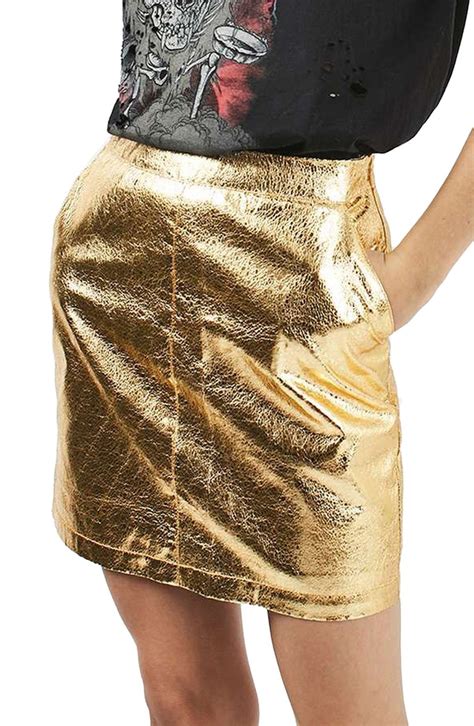 Metallic Foil Miniskirt Mini Skirts Fashion Leather Dresses