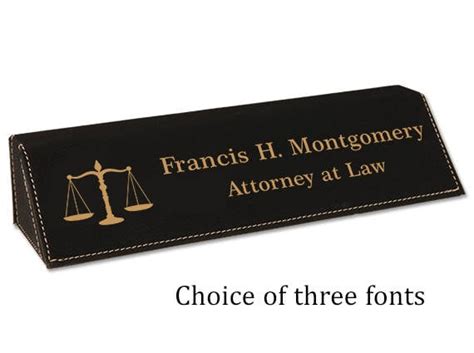 Lawyer Attorney Personalized Desk Name Plate Black Leatherette Etsy