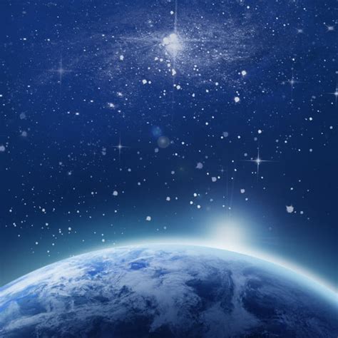 Blue Earth Outer Space Background Starry Sky Night