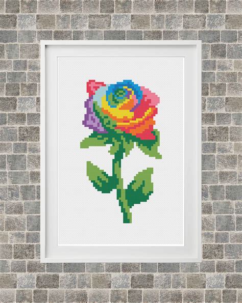 Colourful Rose Cross Stitch Pattern Instant Download Pdf Etsy España