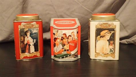 Vintage Set Of Three Coca Cola Tin Canisters Antique Price Guide
