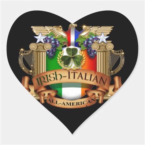 Irish Italian All American Heart Sticker Zazzle
