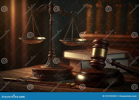 Judge Gavel And Scales Of Justice In The Court Hall Law Concept Of