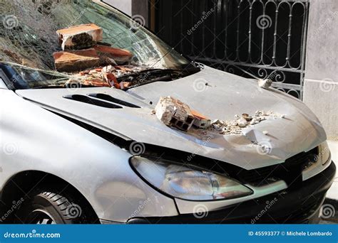 Very Damaged Car Crashed Parked Stock Image Image Of Crash
