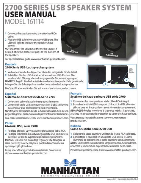 2700 Series Usb Speaker System User Manual
