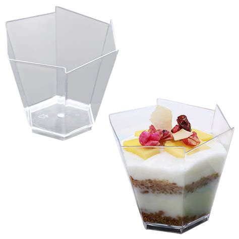 Clear Small Hexagonal Disposable Plastic Dessert Cups