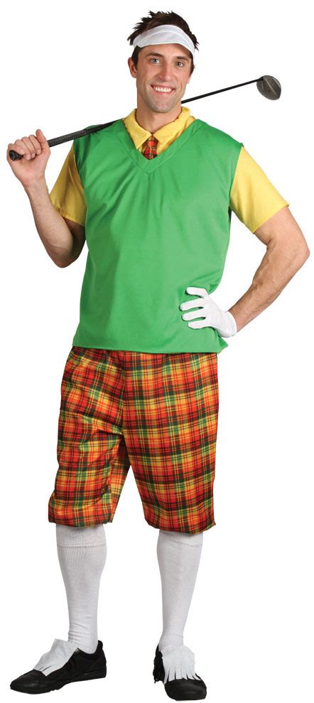 Mens And Ladies Golfer Sports Fancy Dress Pub Golf Adult Costume Outfit