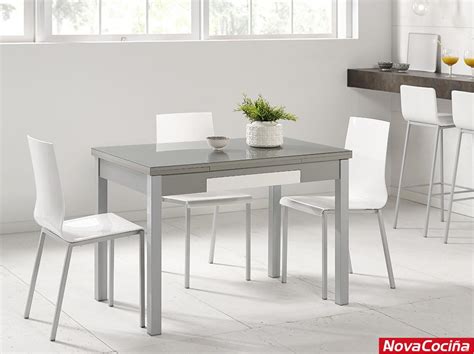> mesas y sillas de cocina. Mesa extensible de cristal ALBA para cocina | ANova Cociña