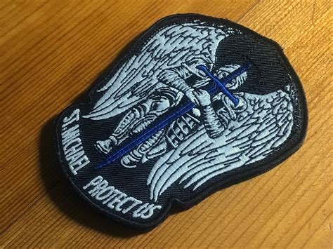Saint Michael St Michael Protect Us Wings Patch Morale Thin Etsy Uk