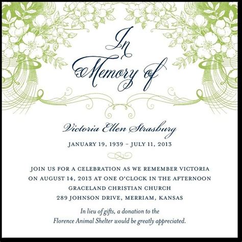 Memorial Service Funeral Invitation Card Blogs
