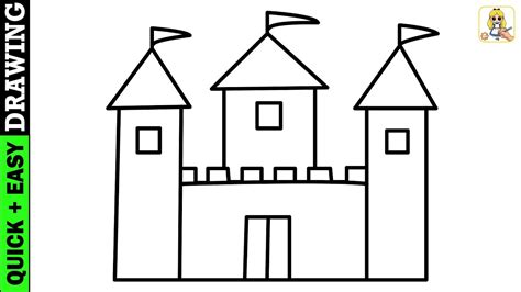 Easy Castle Drawing Lets Learn How To Draw A Castle Youtube