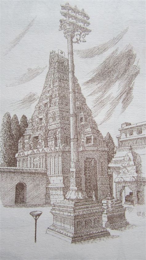 Drawing Of A Hindu Temple Temple Drawing Perspective Art Ancient