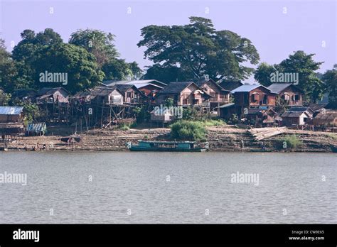 Myanmar Burma Near Bagan Village Settlement On Banks Of The