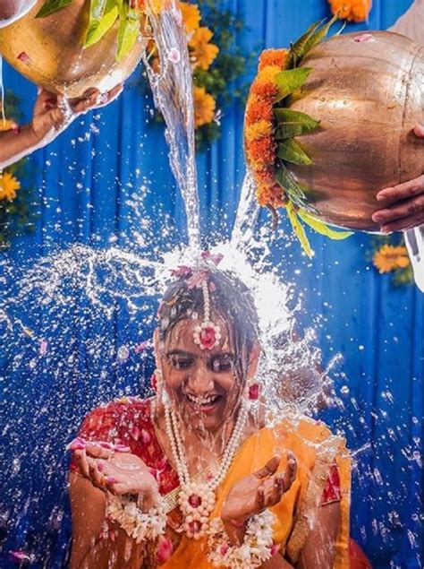Amazing Mangala Snanam Captures That Want Us To Get Married Again Indian Wedding Poses