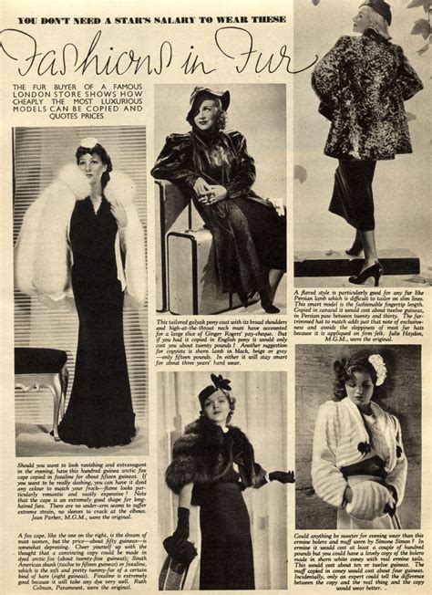 1940s Luxurious Chique Fashion Magazine Illustrations Photographs