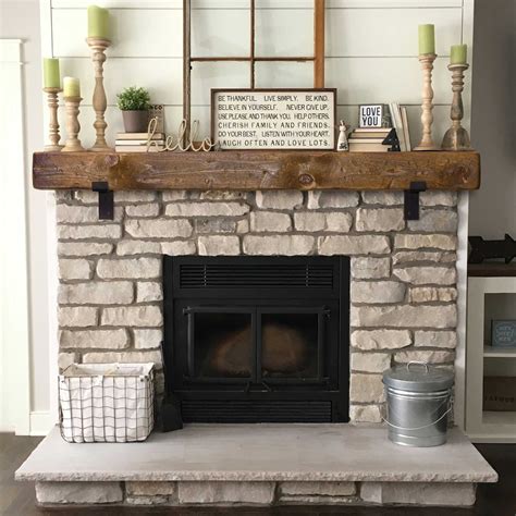 Rustic Fireplace Mantel With Metal Brackets Mantel 5x6 6x6 Etsy