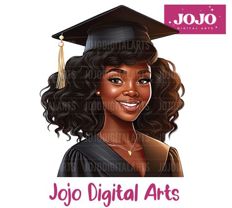 Black Girl Graduation Clipart Black Woman Graduation Png Etsy