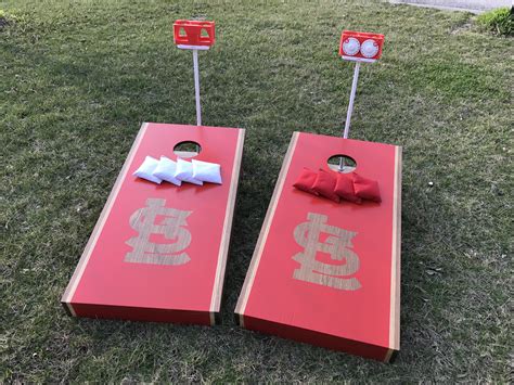 New St Louis Cardinals Cornhole Set With 3d Printed Cup Holders