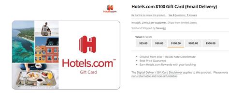 Check spelling or type a new query. (EXPIRED) $100 Hotels.com for $85 at Newegg Limit 2, can be combined
