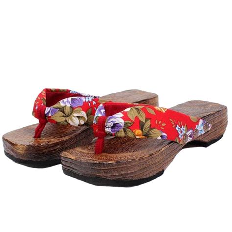 woman s japanese traditional clogs geta sandals wooden flip flop floral printted shopee singapore