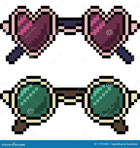 Vector Pixel Art Sunglasses Fashion Stock Vector Illustration Of Pixel Round 117931822