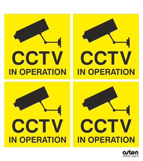 Pack Of 4 Cctv In Operation Signs 100mm X 100mm Self Adhesive Sticker