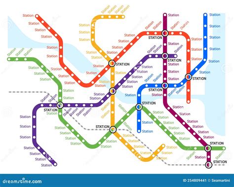 Metro Underground Subway Transport System Map Stock Vector