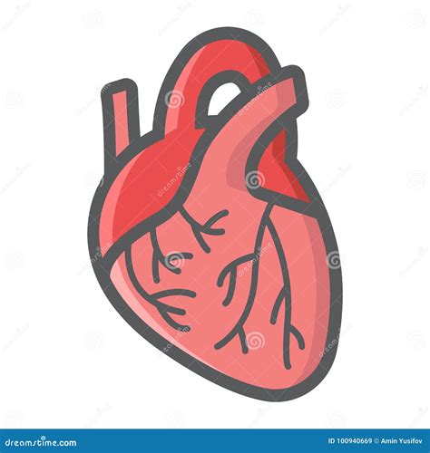 Icono Llenado Corazón Humano Del Esquema Medicina Ilustración Del