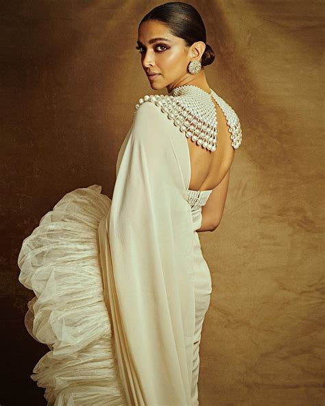 deepika padukone seen in pearl necklace and saree at cannes 2022 photoshoot celebskart