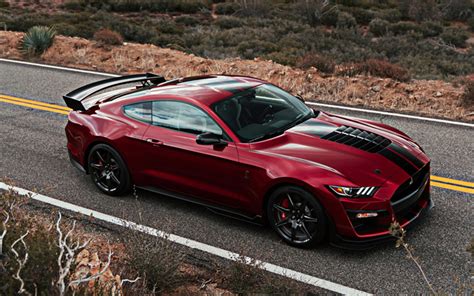 Download Wallpapers Ford Mustang Shelby Gt500 2019 Red Sports Car