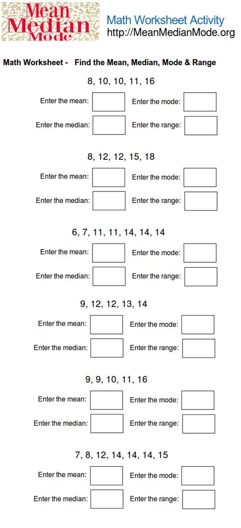 Mean Median Mode Worksheets With Answers