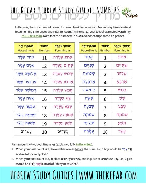 Hebrew Numbers 1 100