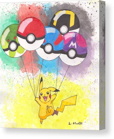 Pikachu With Pokemon Balls Canvas Print Canvas Art By Loren Hill
