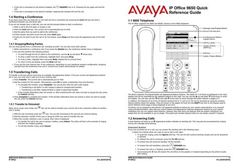 Avaya Ip Office 9650 Quick Reference Manual Pdf Download Manualslib