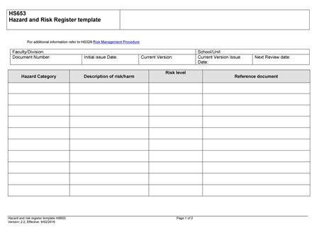 Risk Register Template Excel Free Risk Register Templ