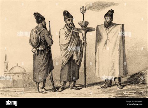 Various Characters Of Ancient Persian Culture Iran Old Steel Engraved