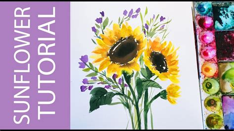 Watercolor Sunflower Painting For Beginners Real Time Daily Painting Step By Step Youtube