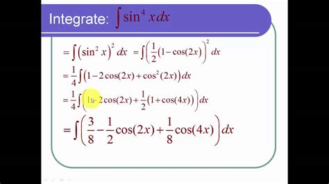 The following diagrams show the integrals of exponential functions. integral of sin^4(x) dx - YouTube