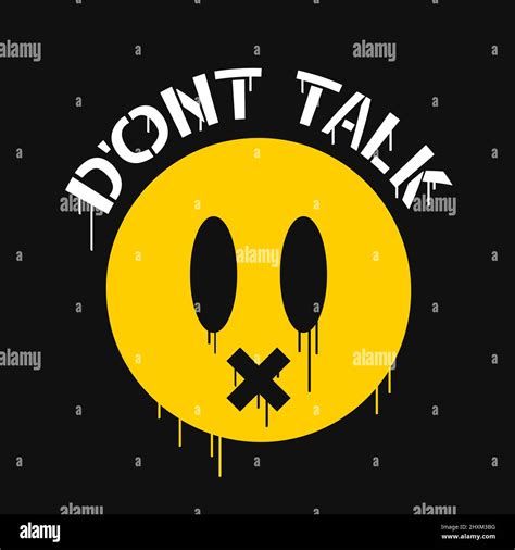 Funny Smile Face With Cross On Mouth Dont Talk Quote Vector Cartoon