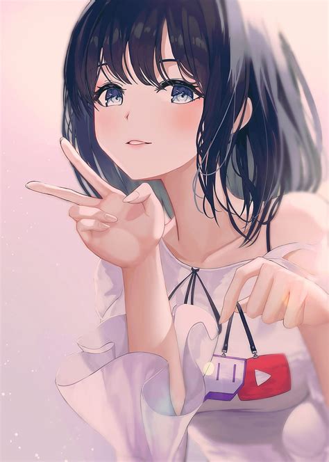 Pretty Anime Girl Hand Gesture Posing Anime Hd Phone Wallpaper Peakpx