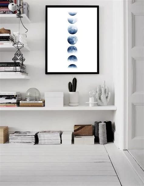 Blue Moon Phases Print La Luna Moon Wall Art Minimalist Etsy Uk