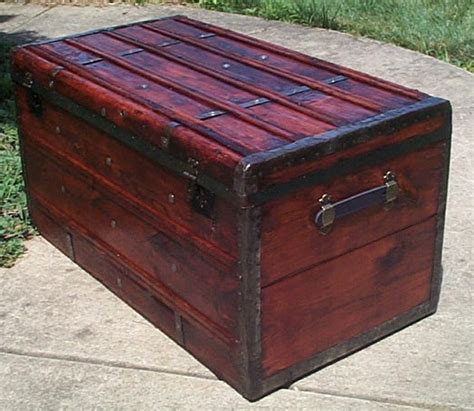 532 Restored Flat Top Antique Trunk Victorian Civil War Era For Sale