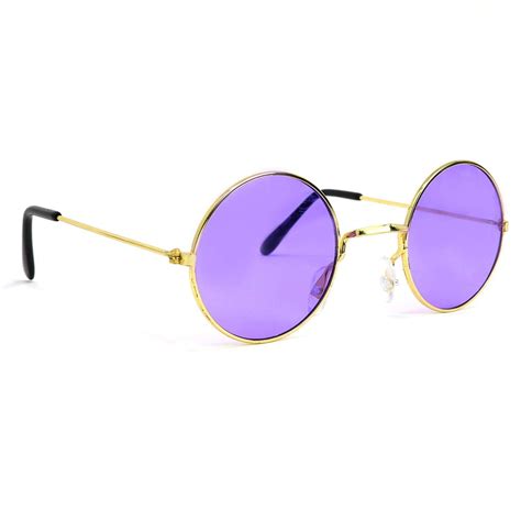 Skeleteen Purple Round Hippie Glasses Purple 60s Style Hipster Circle Sunglasses 1 Pair
