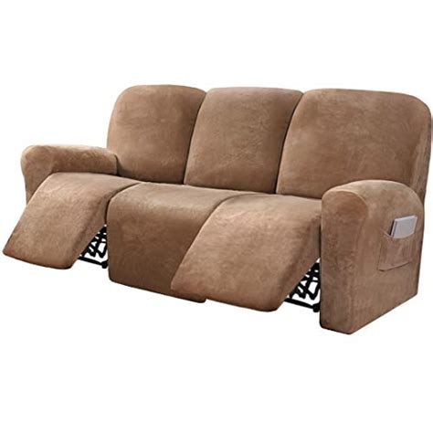 Fantasdecor 8 Piece Stretch Velvet Recliner Sofa Cover Reclining Couch