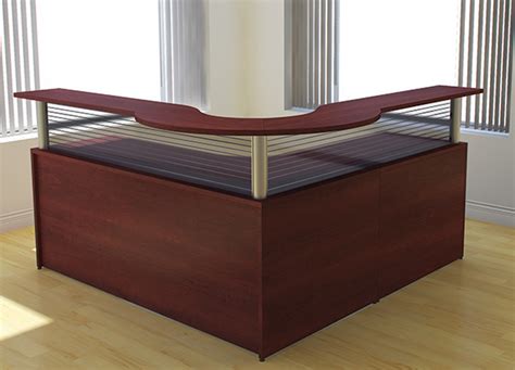 Reception room furnishings can consist of durable sofas, stackable chairs and many decorative accents that allow you to welcome guests in a unique and stylish manner. Cherry Office Furniture - Custom Reception Desk Furniture