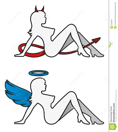 Angel And Devil Good Against Evil Decision Taking Vector Illustration